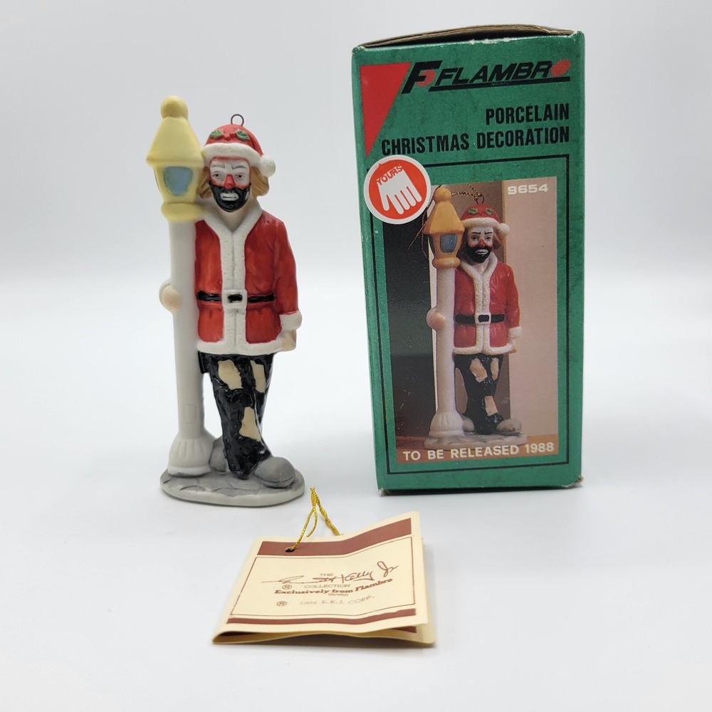 Vtg 1988 Flambro 9654 Clown Christmas Ornament Holiday Emmett Kelly Jr. Signed